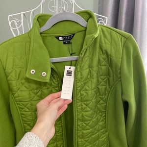 Carole Little Quilted Fleece Green Jacket NWT